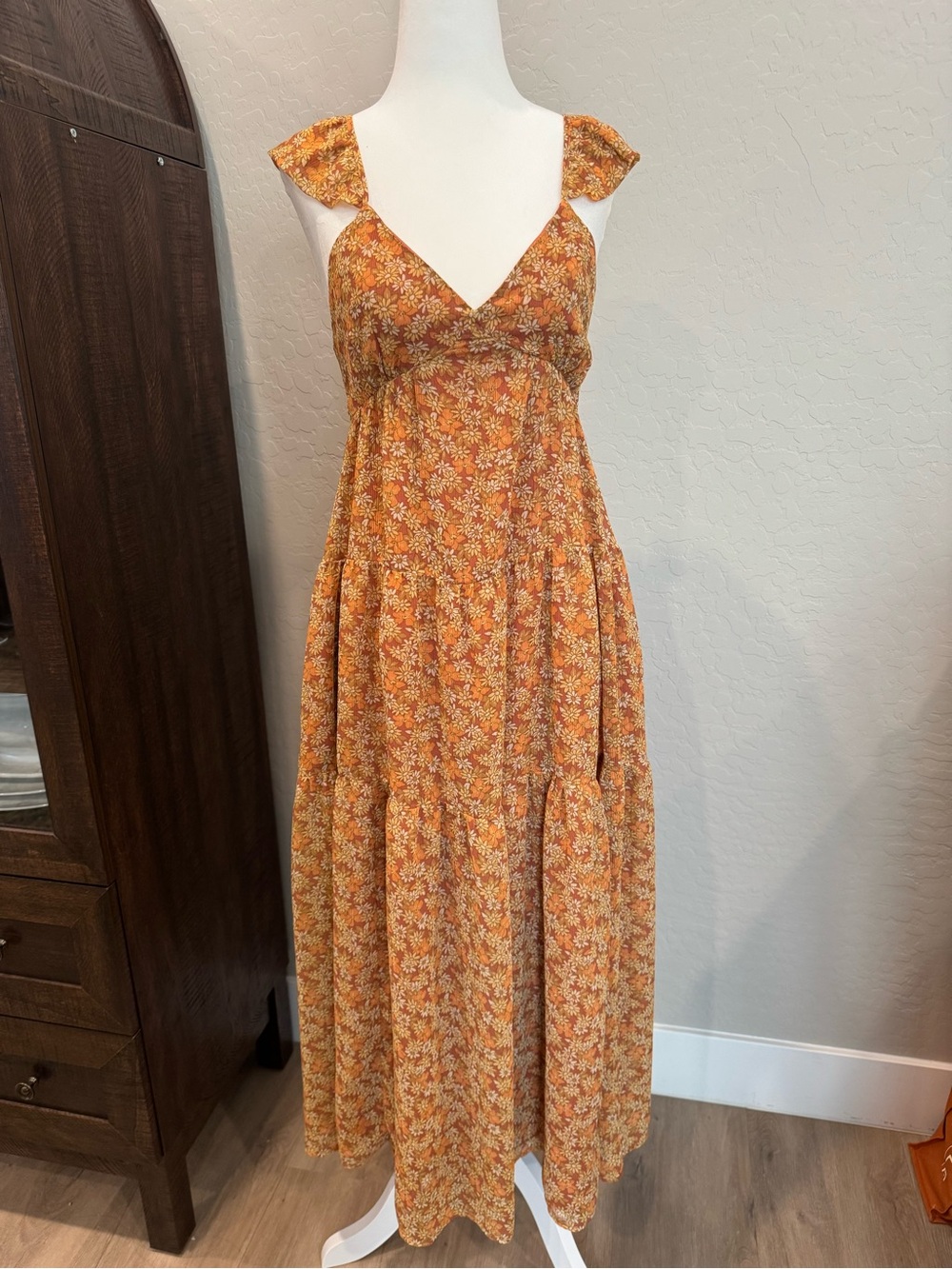 Madewell Rust Floral Tiered Maxi Dress - Picture 2 of 5